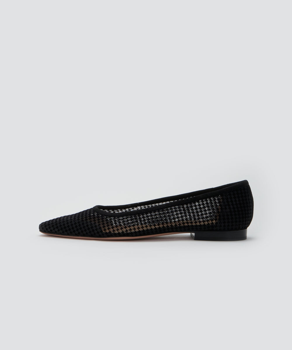 VENERE ハウンドトゥース チュール パンプス 1.0cm BLACK