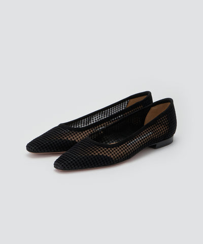 VENERE ハウンドトゥース チュール パンプス 1.0cm BLACK