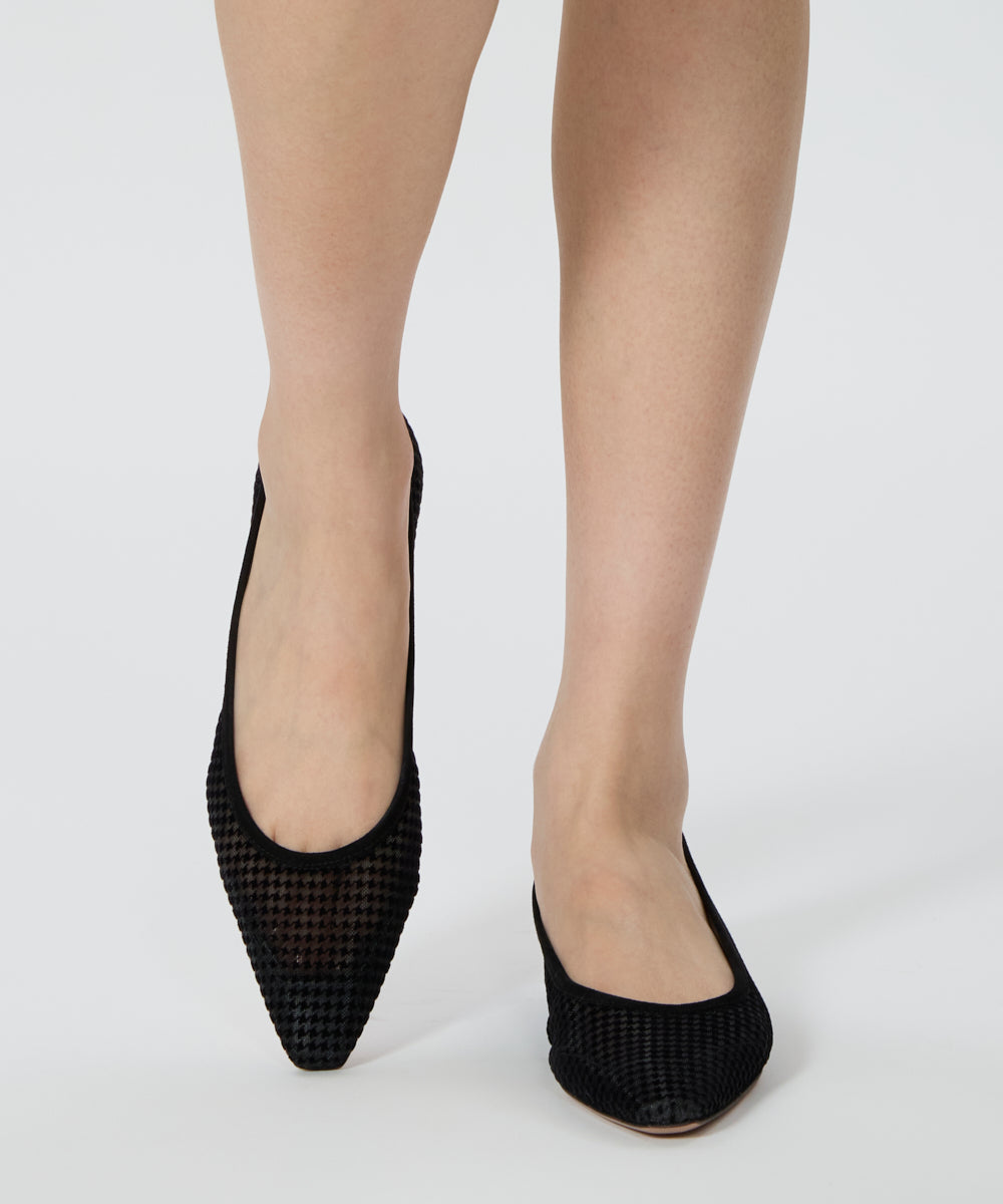 VENERE ハウンドトゥース チュール パンプス 1.0cm BLACK