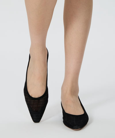 VENERE ハウンドトゥース チュール パンプス 1.0cm BLACK