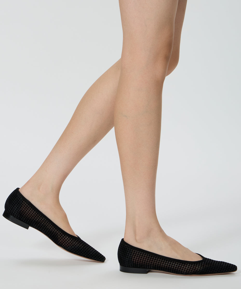 VENERE ハウンドトゥース チュール パンプス 1.0cm BLACK