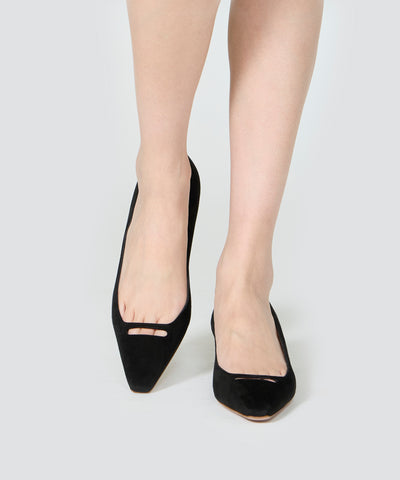 VENERE アネッリソレッラ スウェード パンプス 3.5cm BLACK
