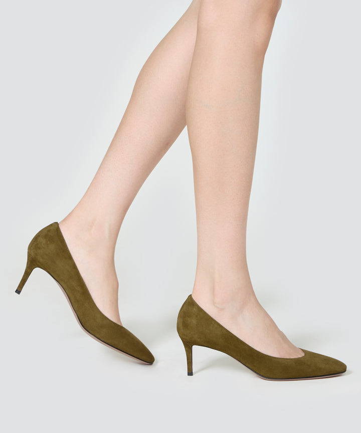 PELLICO | スウェード パンプス 6.0cm OLIVE - アマンオンライン