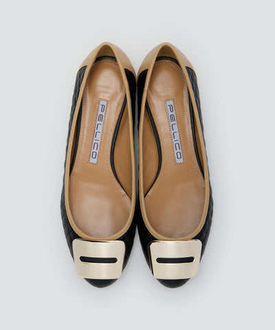 GOLD アネッリフィッビア パンプス 1.0cm BLACK/BUTTER MILK