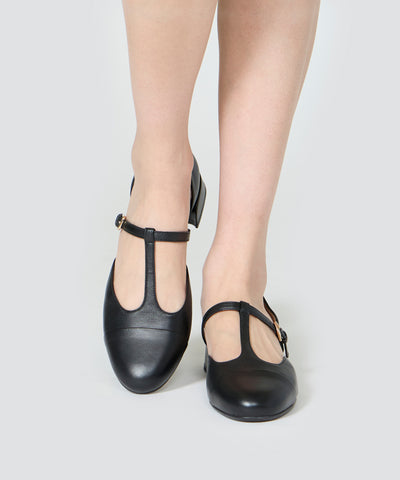 TAPA Tストラップ パンプス 2.5cm BLACK
