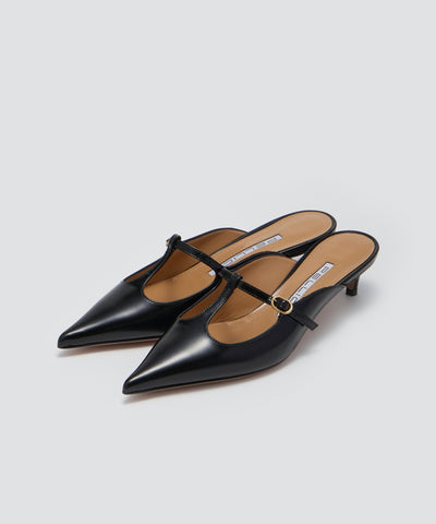 CUORE Tストラップ パンプス 3.5cm BLACK
