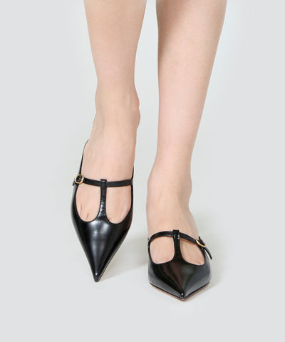 CUORE Tストラップ パンプス 3.5cm BLACK