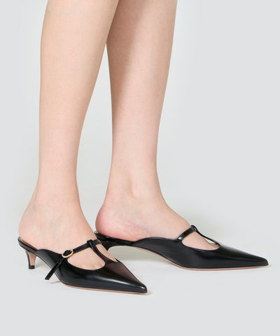 CUORE Tストラップ パンプス 3.5cm BLACK