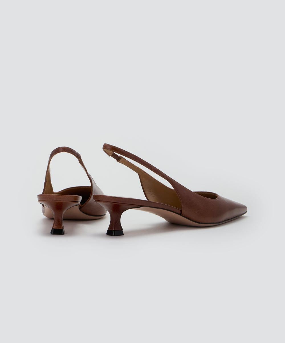 VENERE バックスリング パンプス 3.5cm BROWN