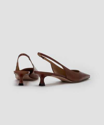 VENERE バックスリング パンプス 3.5cm BROWN
