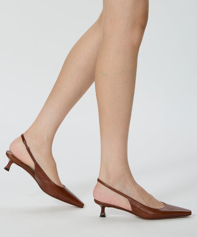 VENERE バックスリング パンプス 3.5cm BROWN