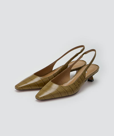 VENERE バックスリング パンプス 3.5cm OLIVE