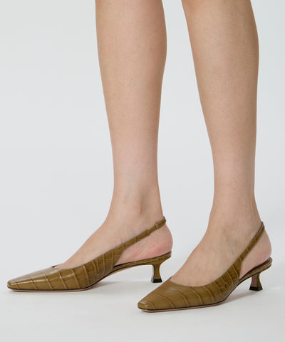 VENERE バックスリング パンプス 3.5cm OLIVE