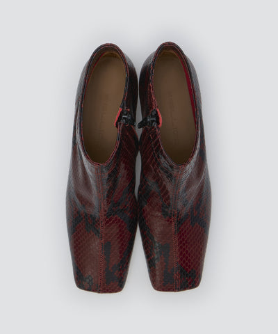 NORA ショートブーツ 3.0cm PYTHON WINE