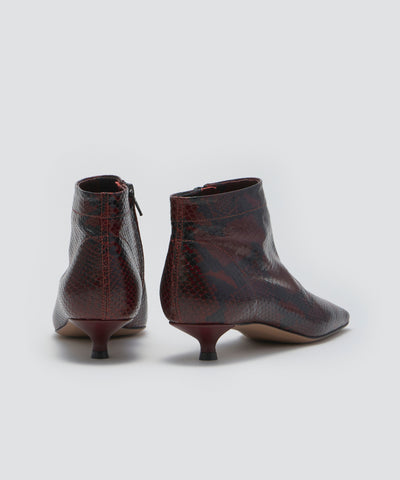 NORA ショートブーツ 3.0cm PYTHON WINE