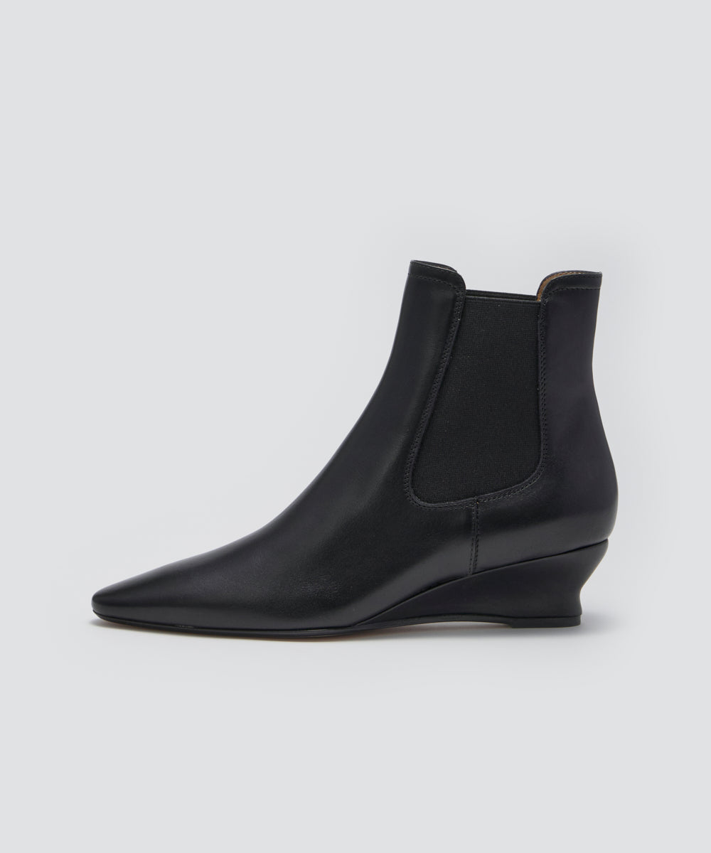LOTTI ウェッジソール ショートブーツ 4.0cm BLACK