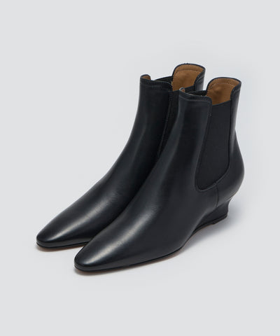 LOTTI ウェッジソール ショートブーツ 4.0cm BLACK