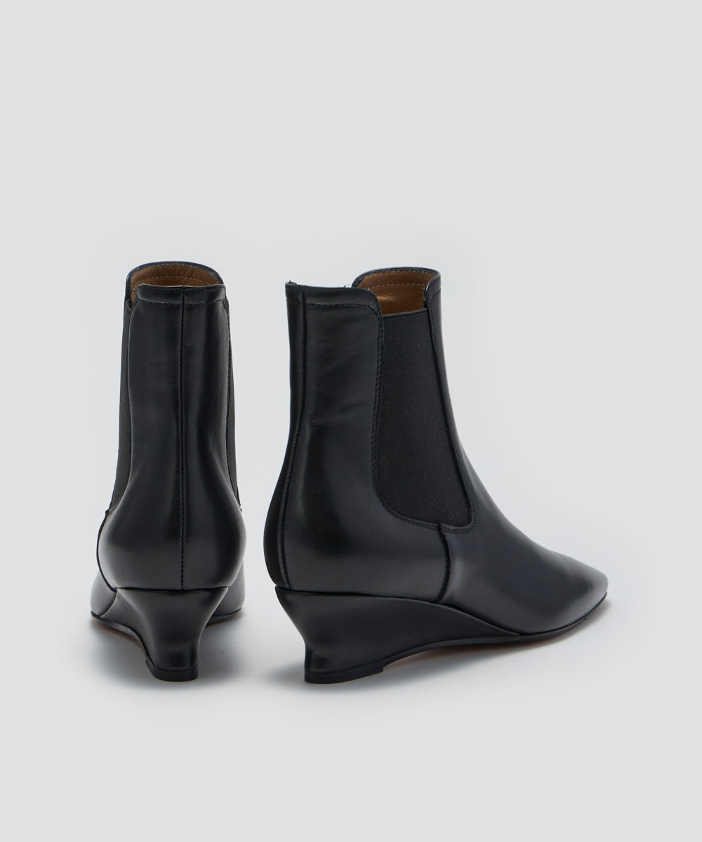 LOTTI ウェッジソール ショートブーツ 4.0cm BLACK