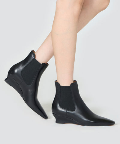 LOTTI ウェッジソール ショートブーツ 4.0cm BLACK
