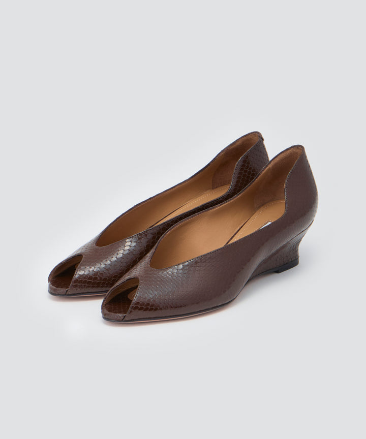 PELLICO | ウェッジソール パンプス 4.0cm BROWN PYTHON - アマン
