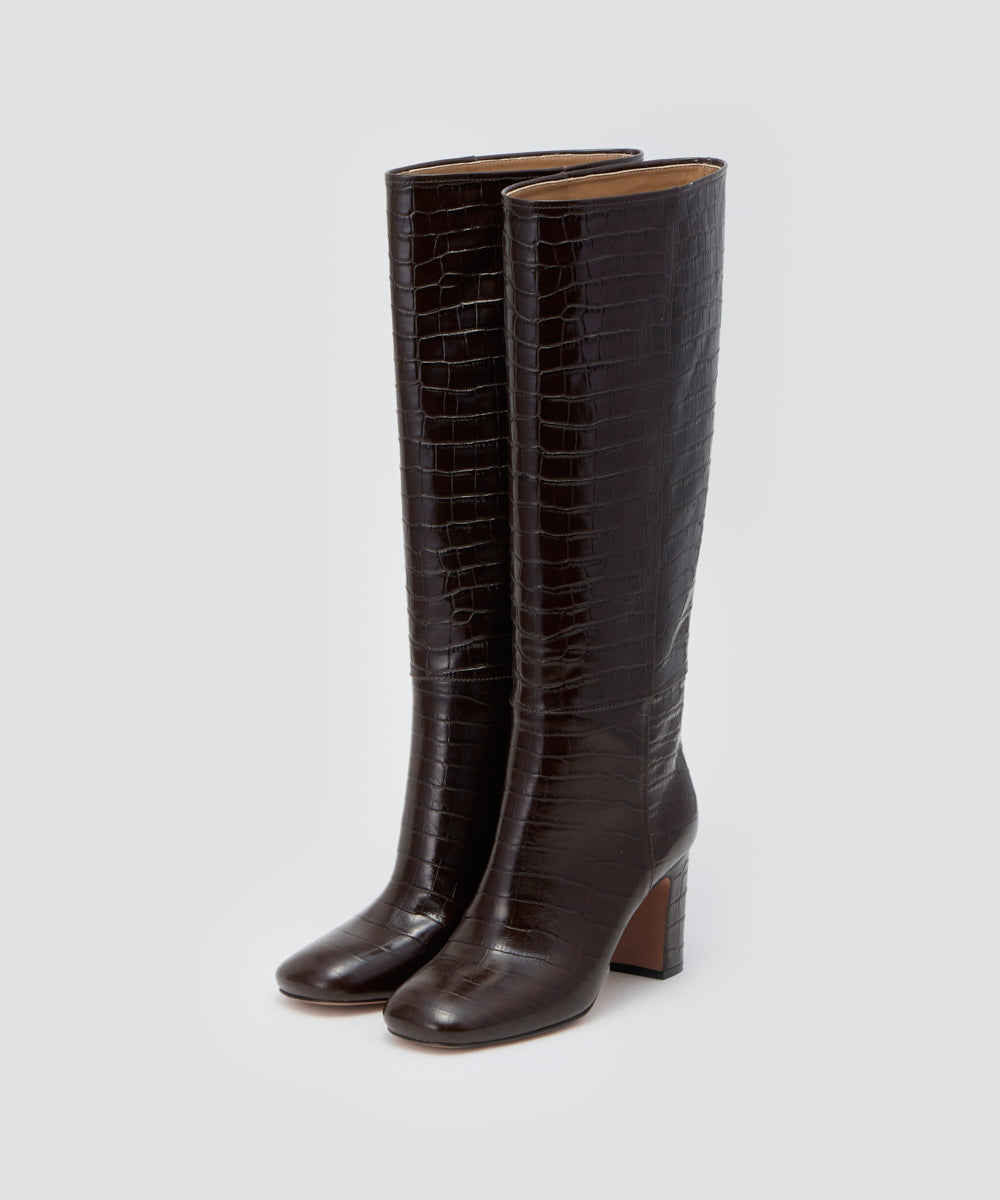 未使用品✨　PELLICO　APEMA　ロングブーツ　ヒールブーツ　レザー PELLICO | ロングブーツ 8.0cm BROWN - アマンオンラインストア – AMAN