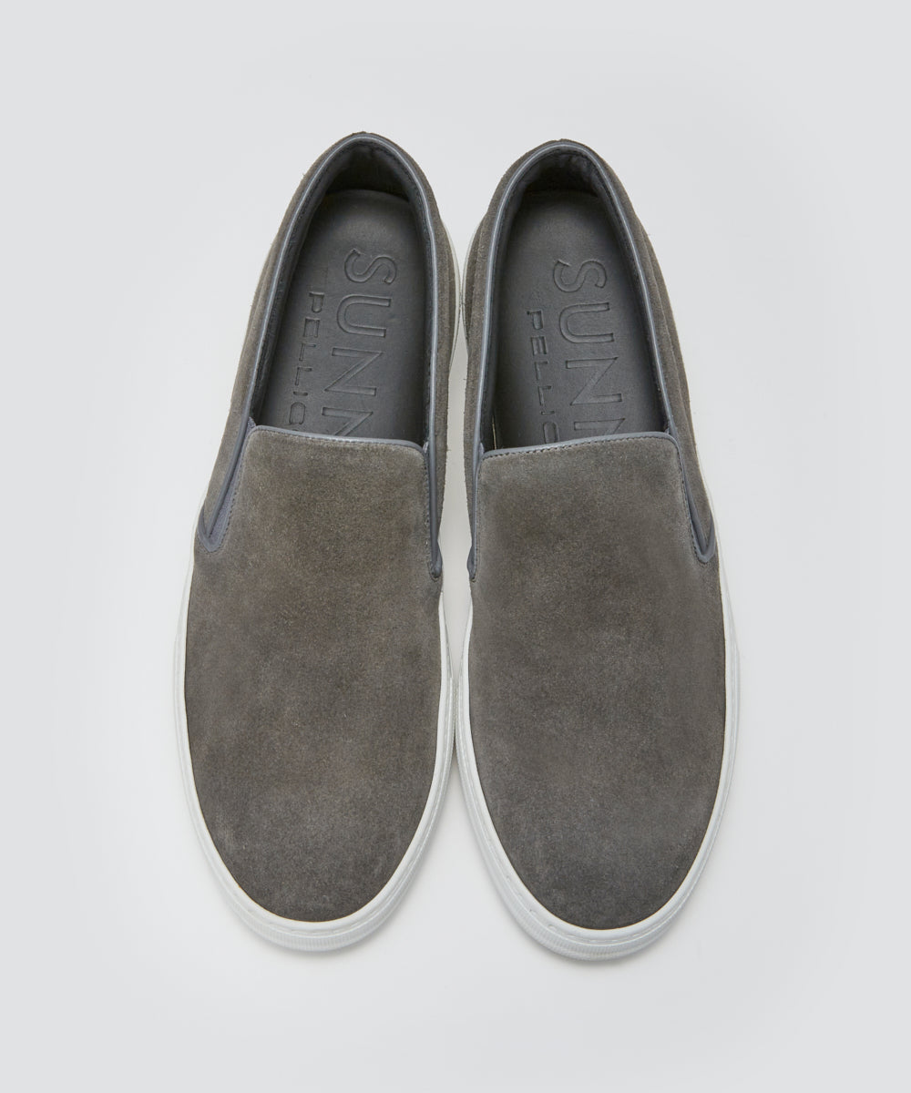 GIOIA メンズ スウェード スリッポン 3.5cm GREY