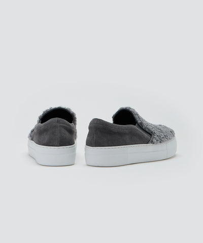 GIOIA ウィメンズ ファー スリッポン 3.5㎝ GREY