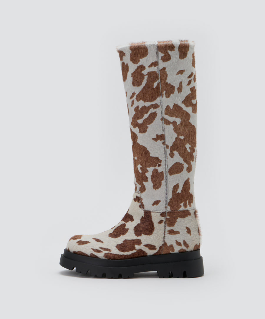 VENUS ロングブーツ 5.0CM WHITE/DK BROWN