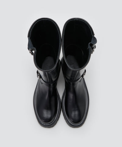 【OUTLET対象】GENOVA 撥水 エンジニアミドルブーツ 4.5cm BLACK