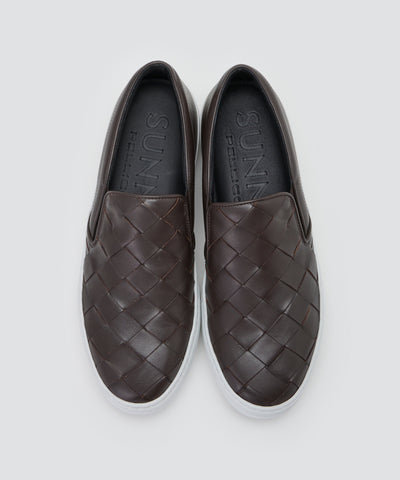 GIOIA メンズ イントレチャート スリッポン 3.5cm DARK BROWN