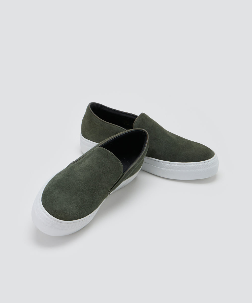 GIOIA メンズ スウェード スリッポン 3.5cm DARK GREEN