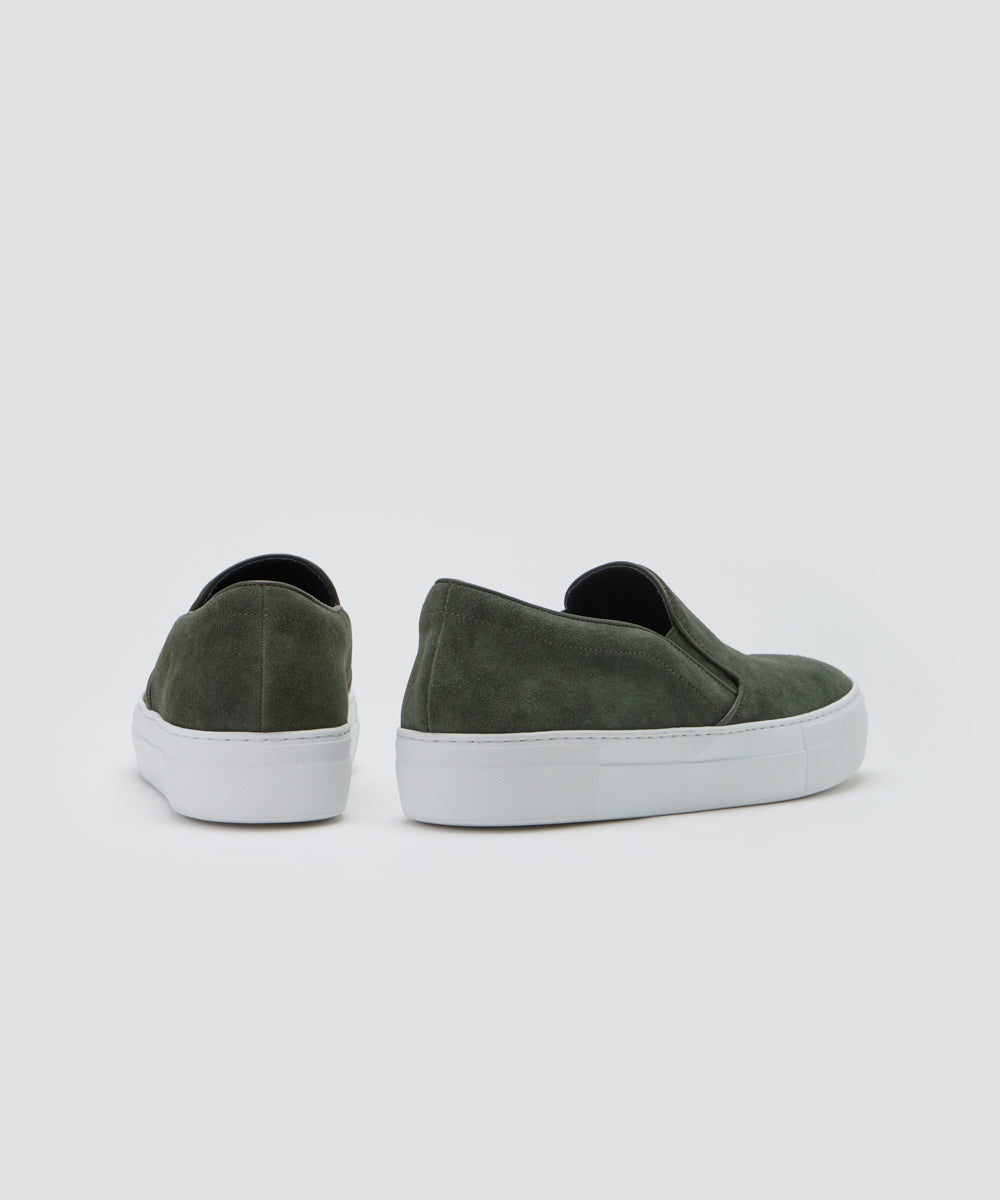 GIOIA メンズ スウェード スリッポン 3.5cm DARK GREEN