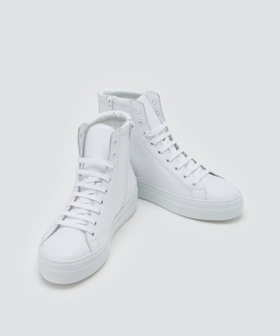 GIOIA メンズ スムース ハイカットスニーカー 3.5cm WHITE