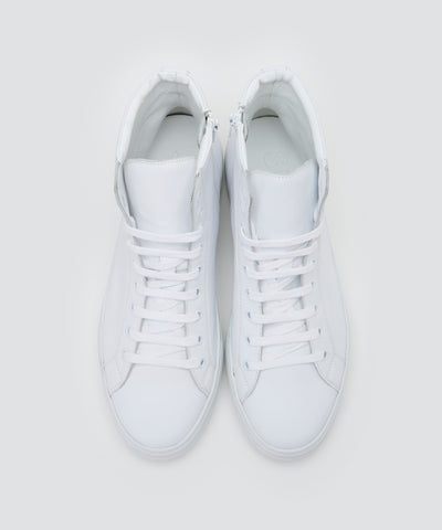 GIOIA メンズ スムース ハイカットスニーカー 3.5cm WHITE