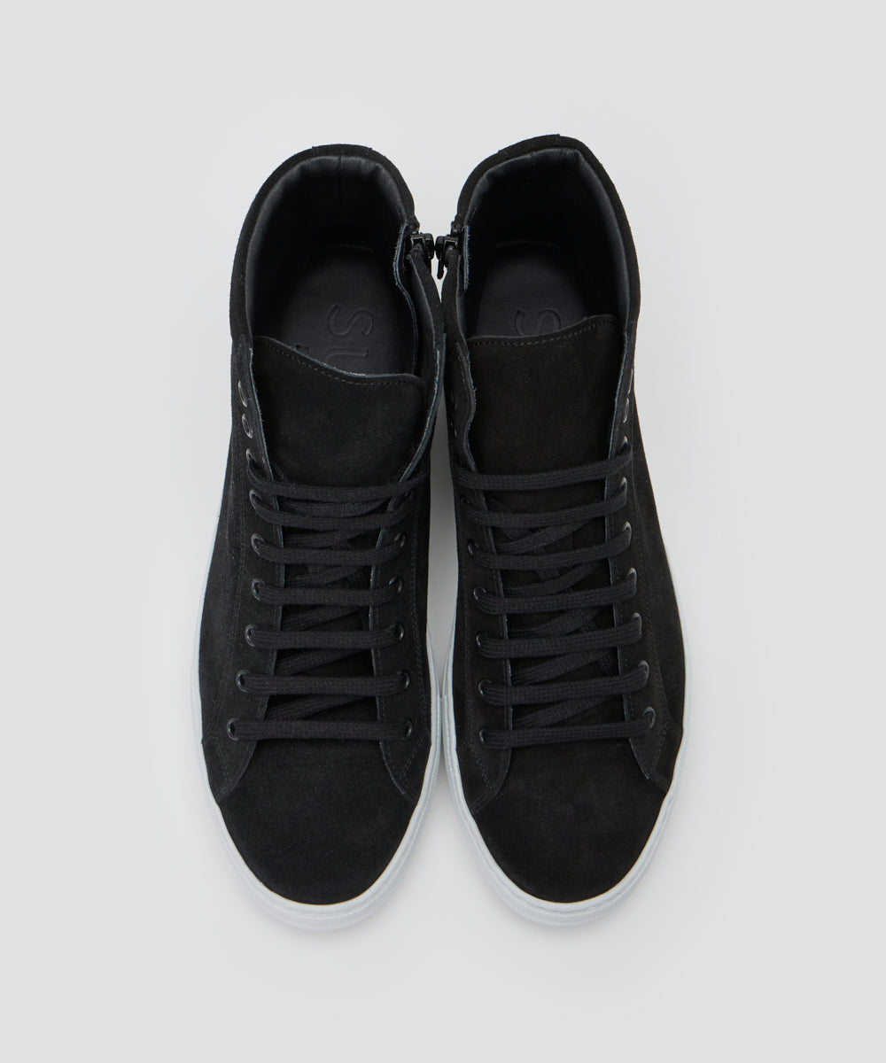 GIOIA メンズ スウェード ハイカットスニーカー 3.5cm BLACK