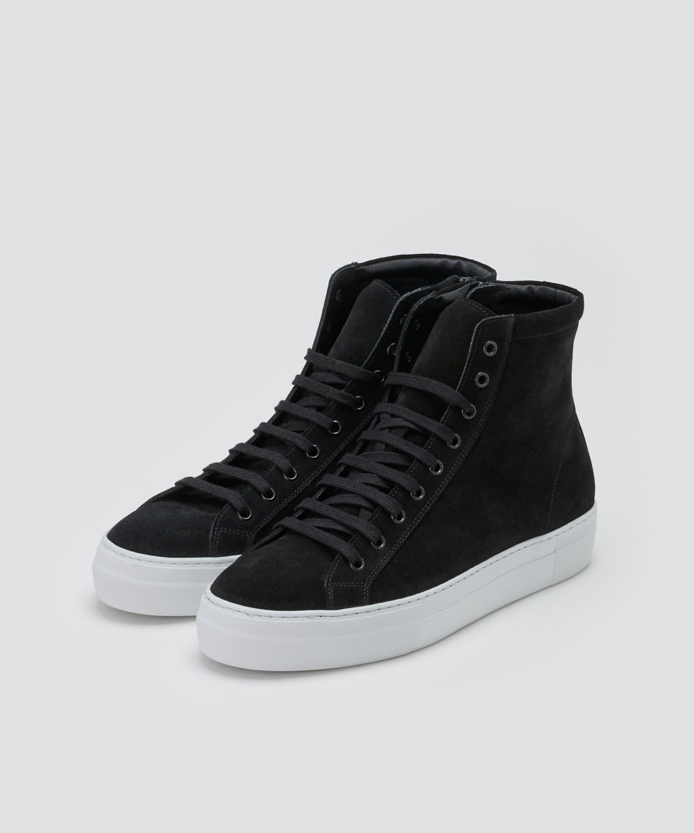GIOIA メンズ スウェード ハイカットスニーカー 3.5cm BLACK
