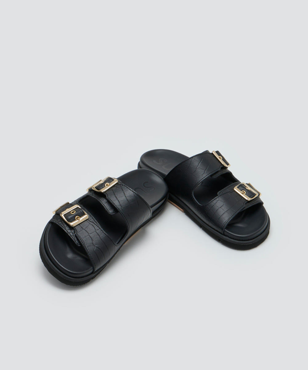 【OUTLET対象】SALA エンボスレザー サンダル 2.0cm BLACK