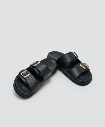 【OUTLET対象】SALA エンボスレザー サンダル 2.0cm BLACK