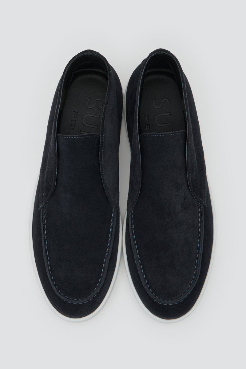 BARTEX メンズ スウェード チャッカ スニーカー 2.5cm NAVY