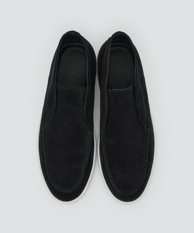 BARTEX メンズ スウェード チャッカ スニーカー 2.5cm BLACK