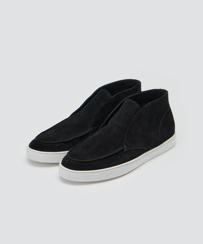 BARTEX メンズ スウェード チャッカ スニーカー 2.5cm BLACK