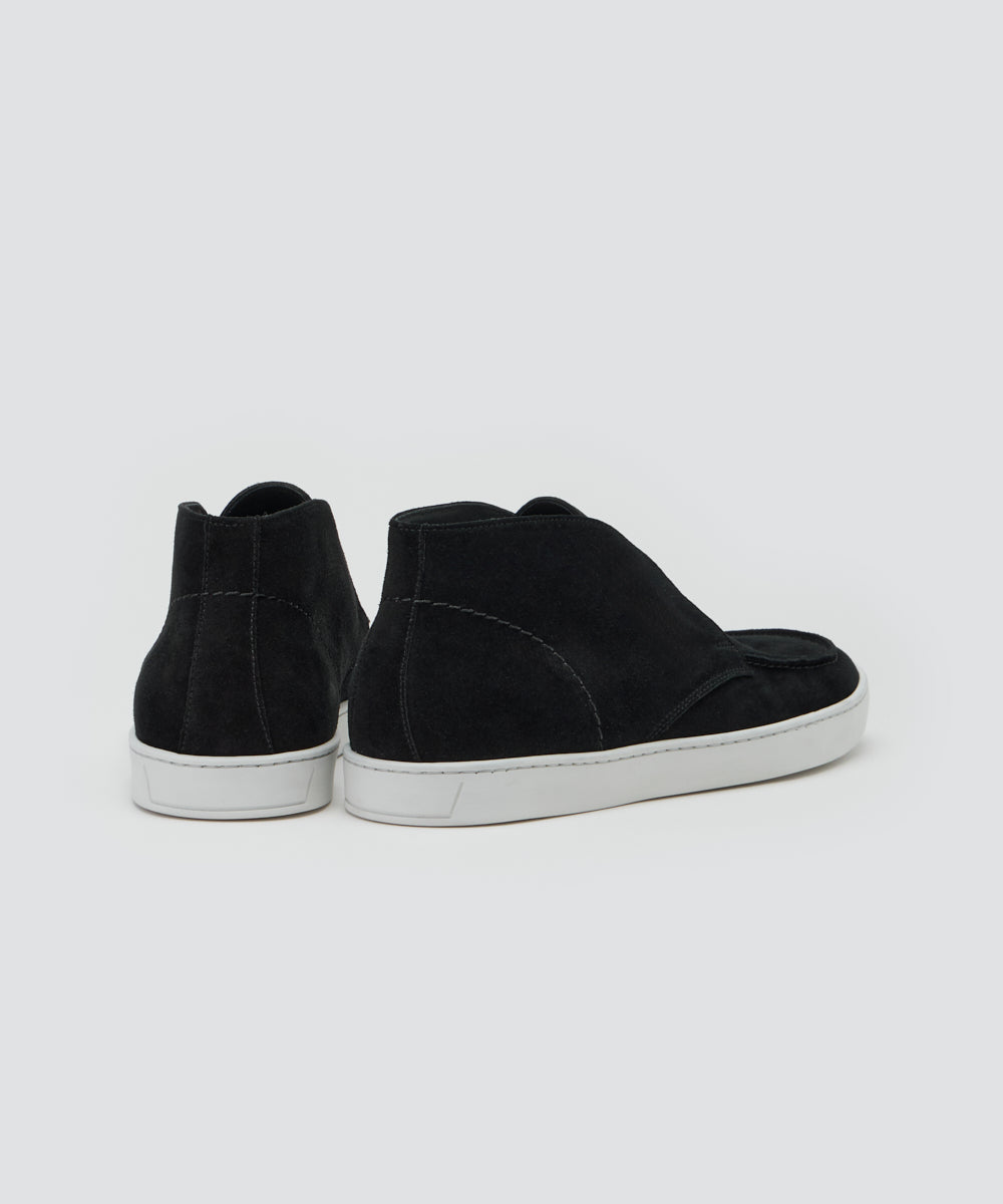 BARTEX メンズ スウェード チャッカ スニーカー 2.5cm BLACK