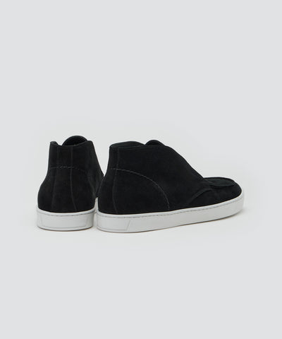 BARTEX メンズ スウェード チャッカ スニーカー 2.5cm BLACK