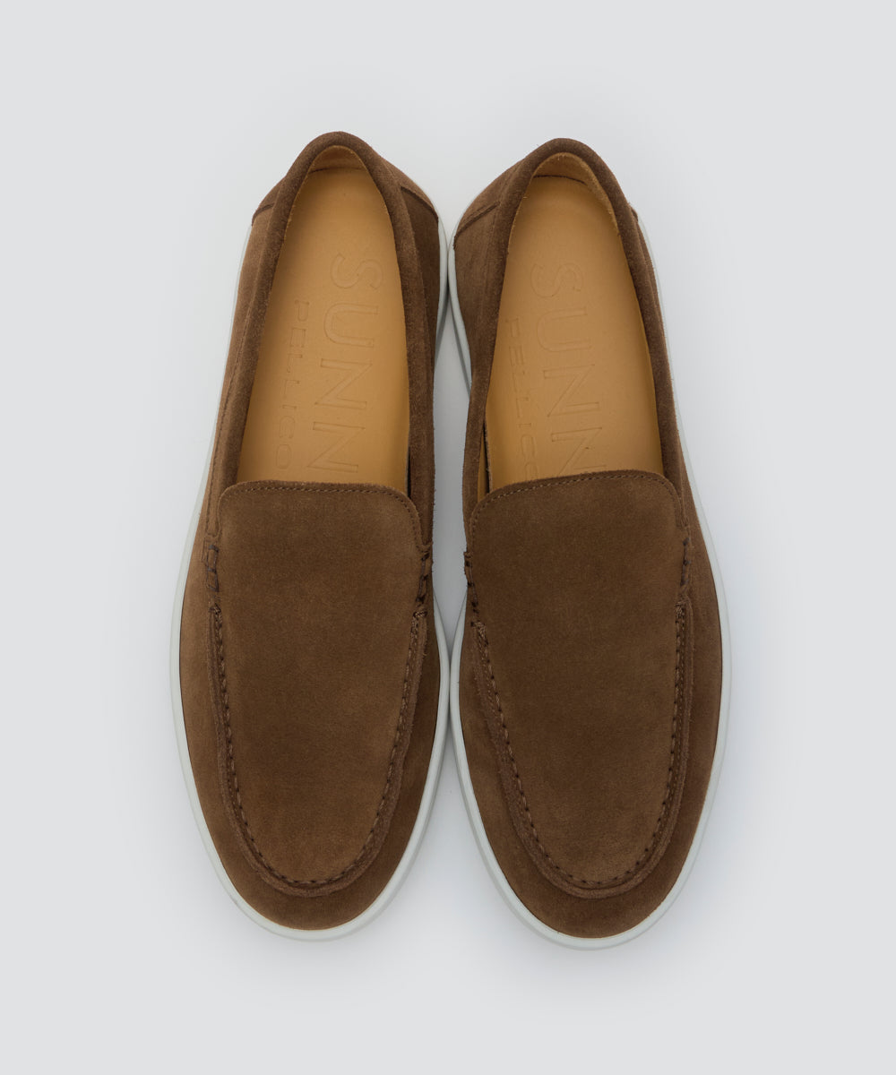 BARTEX メンズ スウェード スリッポン 2.5cm BROWN