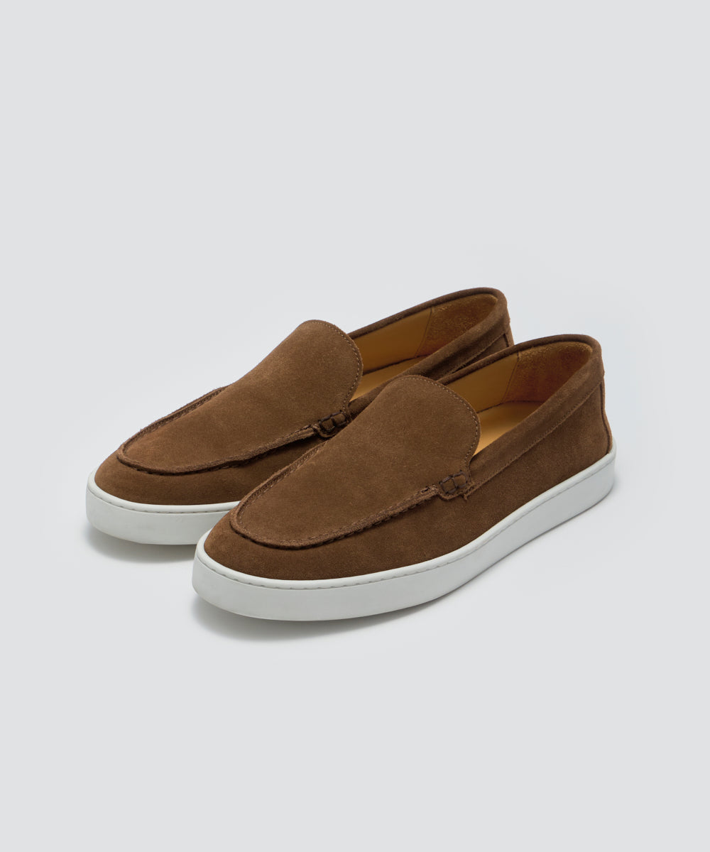 BARTEX メンズ スウェード スリッポン 2.5cm BROWN