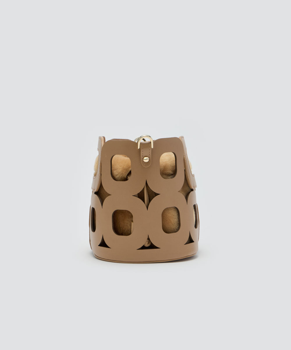ANELLI HANDLES MINI WITH FUR バッグ CAPPUCCINO