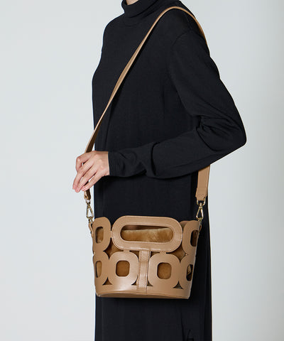 ANELLI HANDLES MINI WITH FUR バッグ CAPPUCCINO