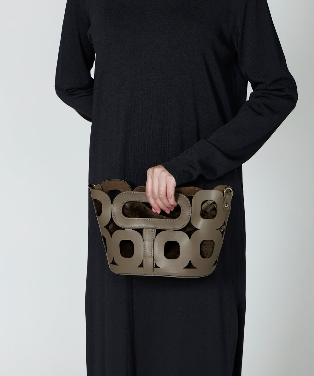 ANELLI HANDLES MINI WITH FUR バッグ EARTH