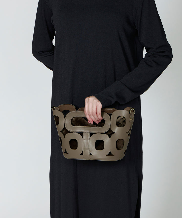 PELLICO BAG | ANELLI HANDLES MINI WITH FUR バッグ EARTH - アマン