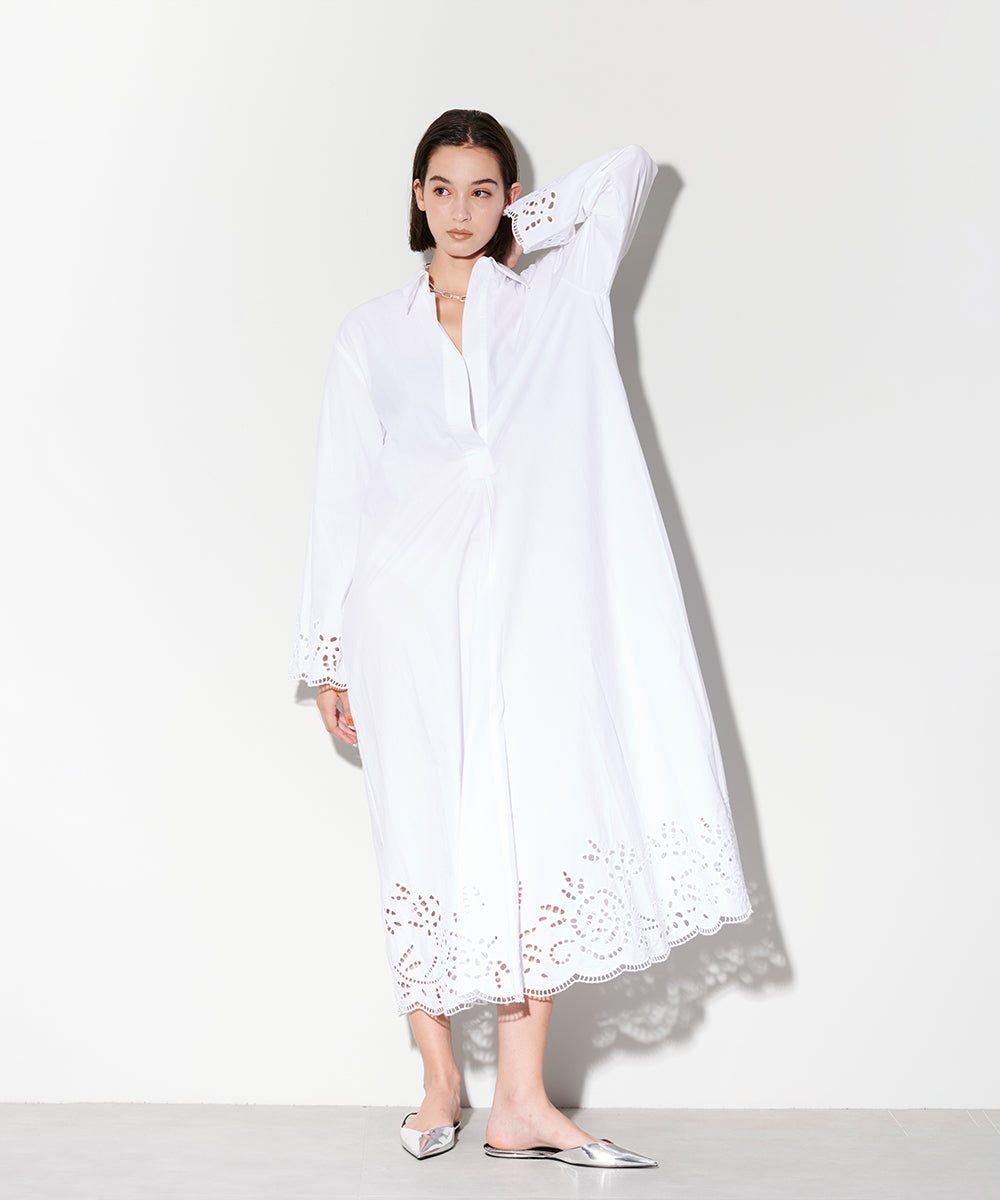 レース ロングシャツドレス